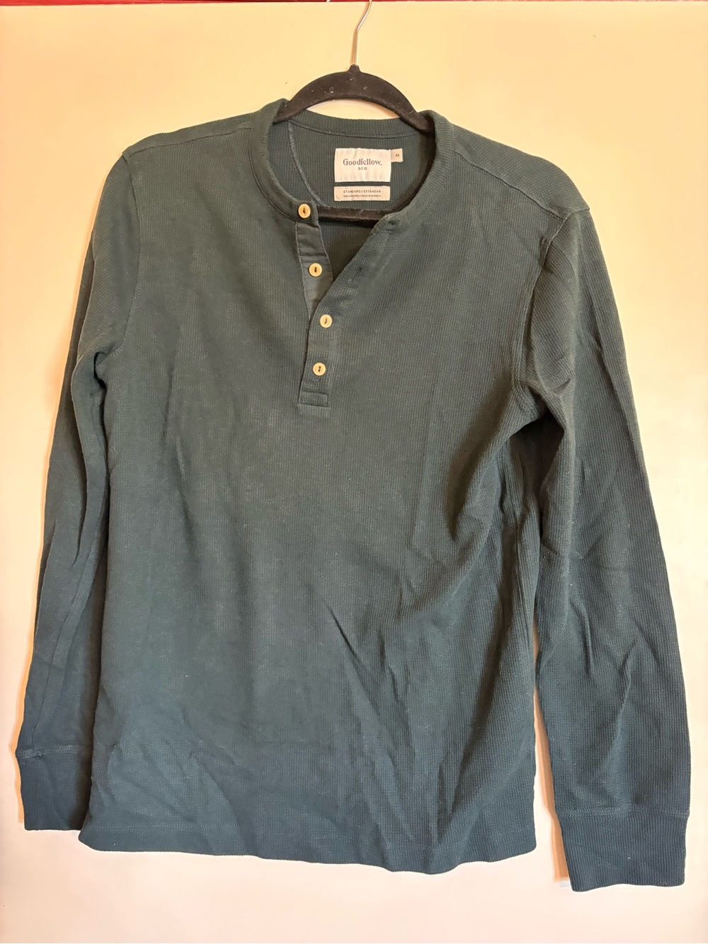Goodfellow & Co Men's Long-Sleeve Henley in Teal Green